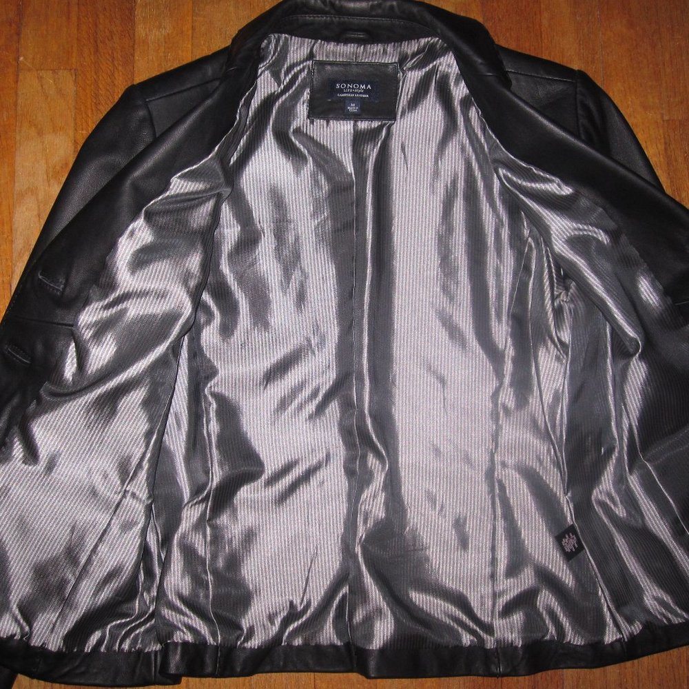 Sonoma Black Leather Womens Blazer - Picture 4 of 5
